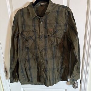 Fredd Marshall Outdoor Series Fallow Green Plaid Shirt Sz Medium